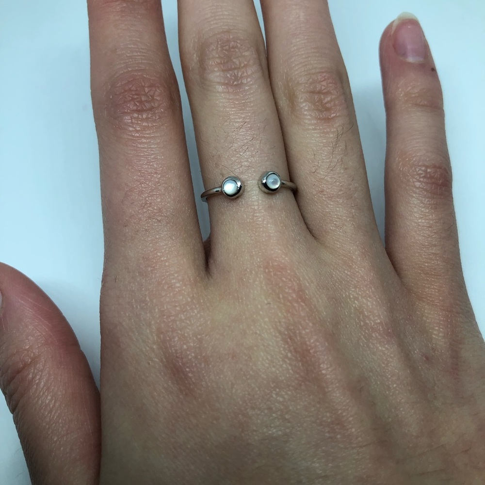 Micro 925 Sterling silver MOP adjustable ring